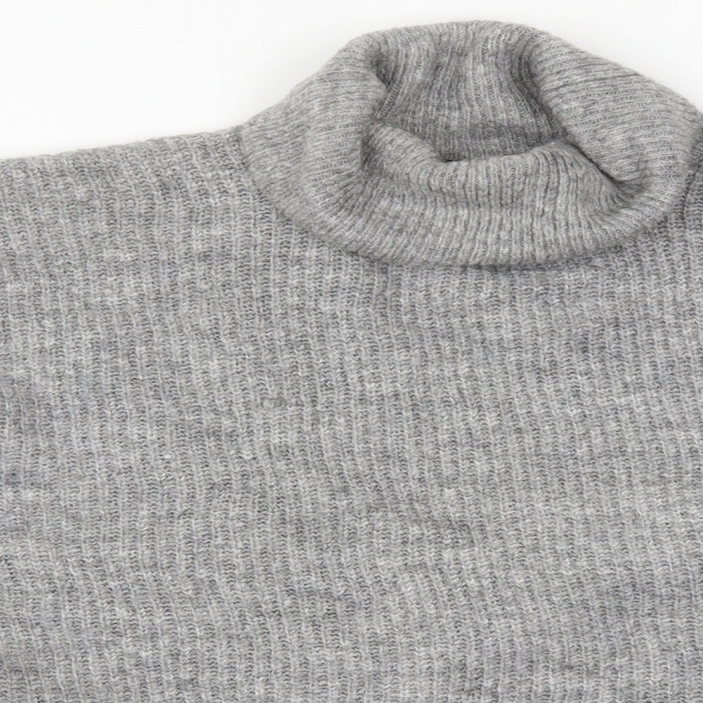 H&M Womens Grey Roll Neck  Acrylic Pullover Jumper Size L