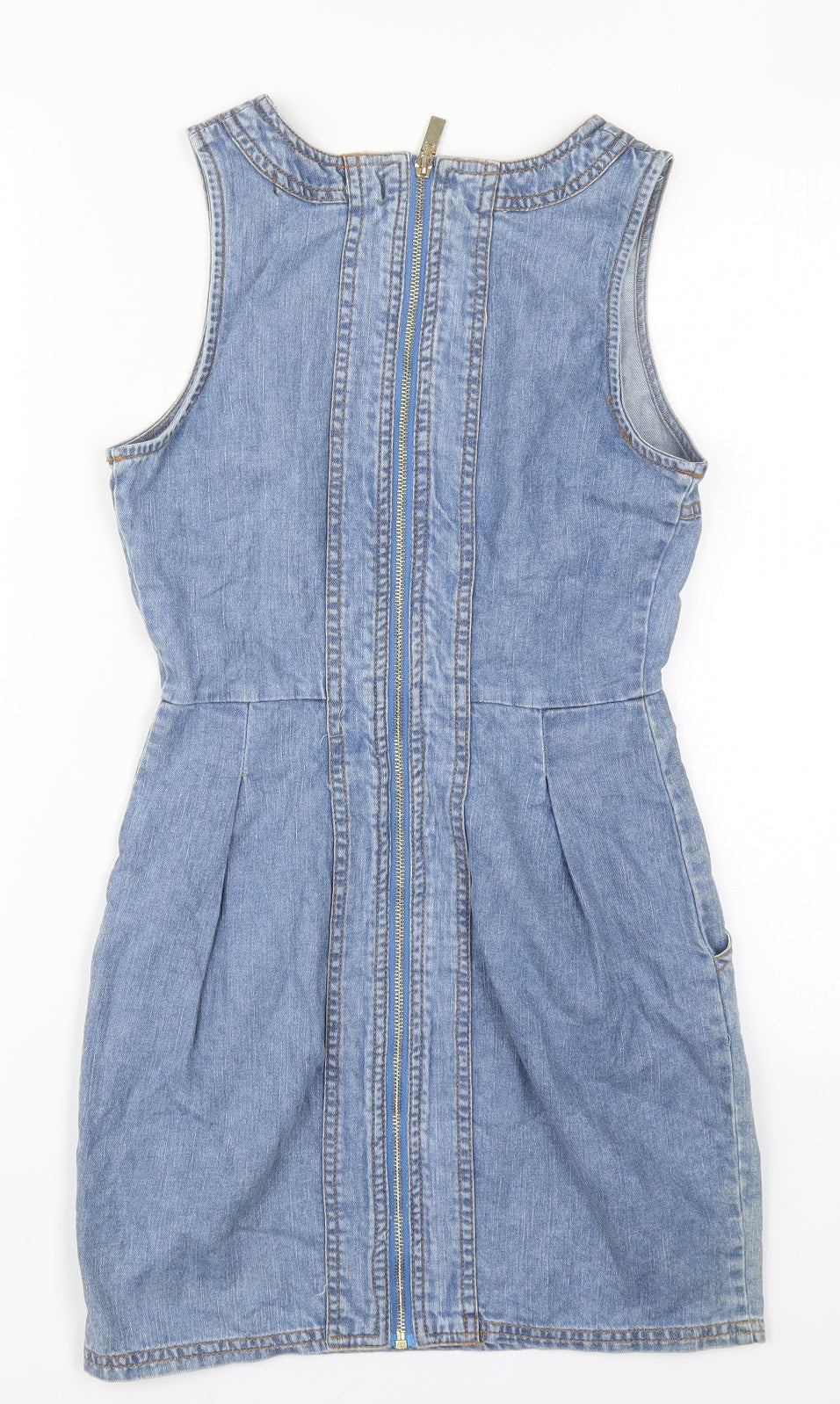 Firetrap Womens Blue  Cotton Mini  Size XS  Round Neck Zip