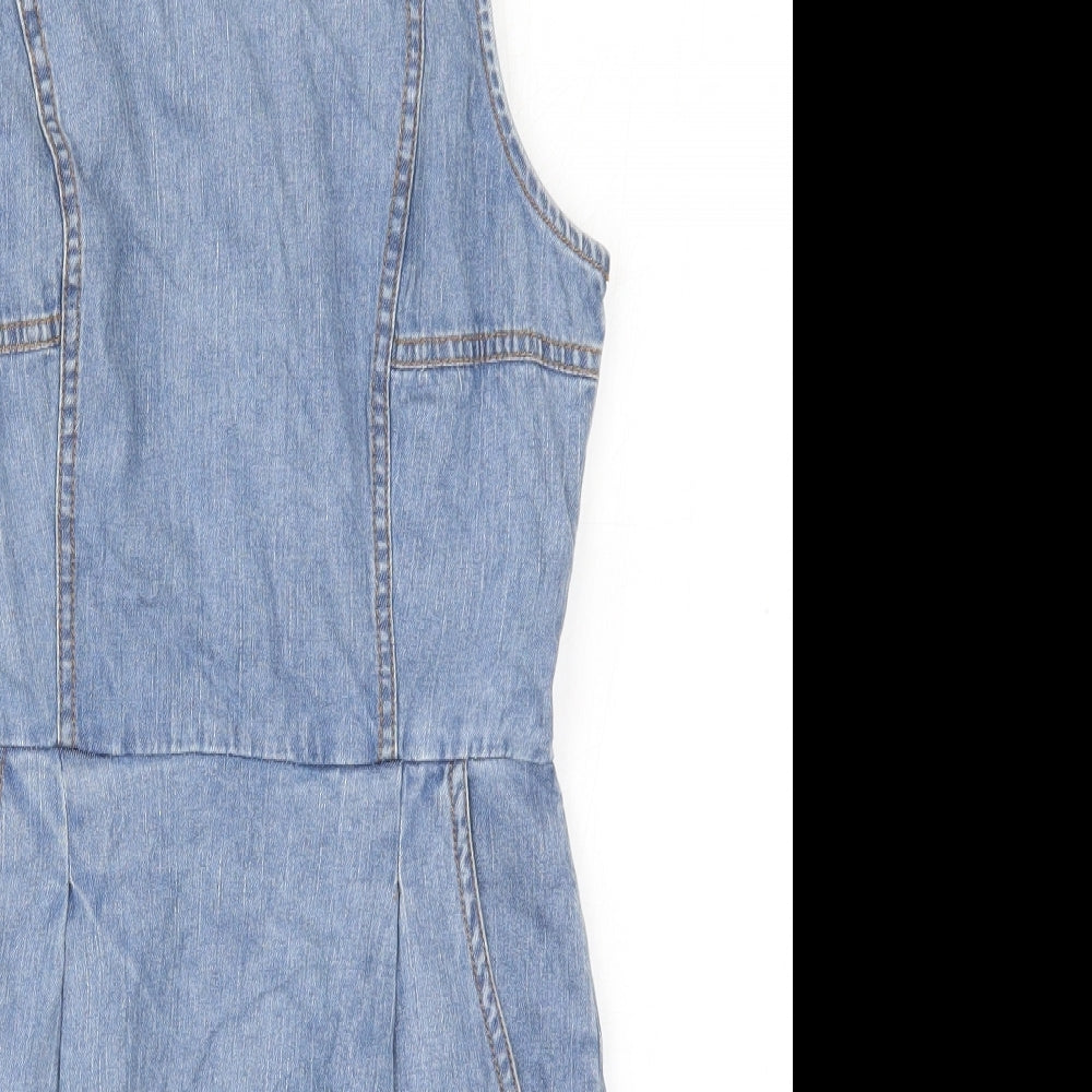 Firetrap Womens Blue  Cotton Mini  Size XS  Round Neck Zip
