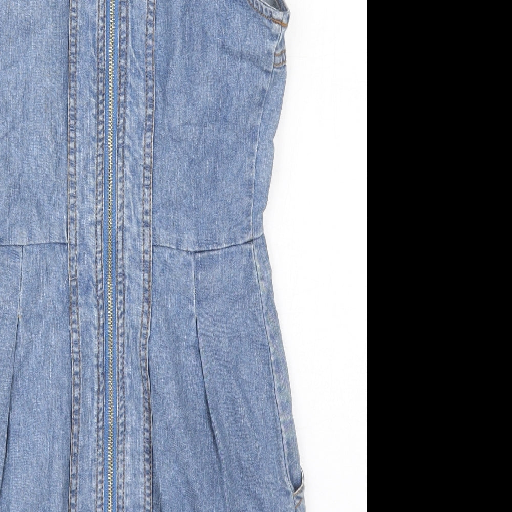 Firetrap Womens Blue  Cotton Mini  Size XS  Round Neck Zip