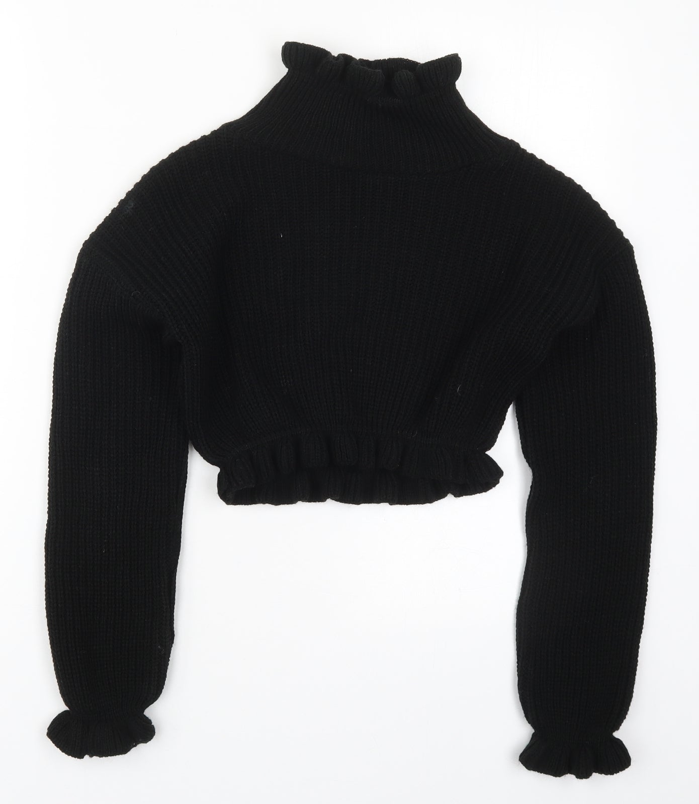 Preworn Womens Black High Neck  Acrylic Pullover Jumper Size S