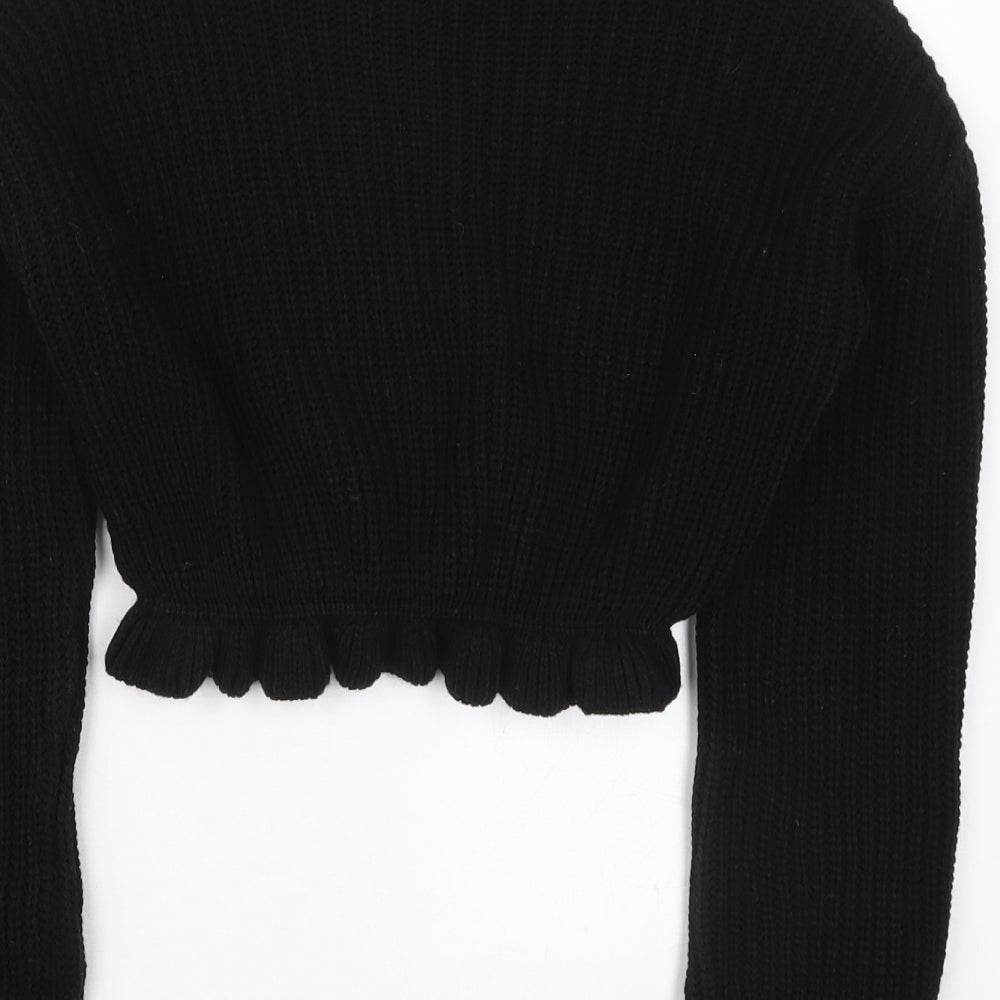Preworn Womens Black High Neck  Acrylic Pullover Jumper Size S
