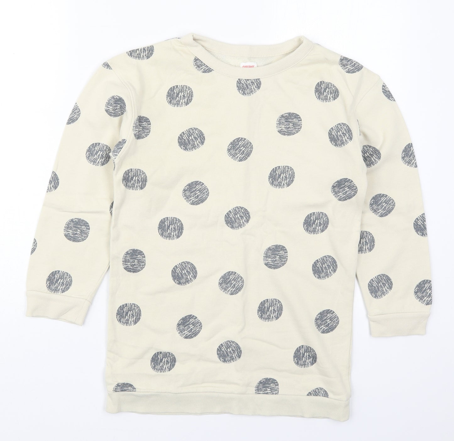 John Lewis Boys Beige Polka Dot Cotton Pullover Sweatshirt Size 10 Years  Pullover