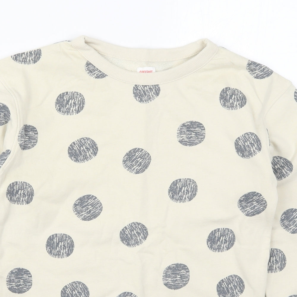 John Lewis Boys Beige Polka Dot Cotton Pullover Sweatshirt Size 10 Years  Pullover