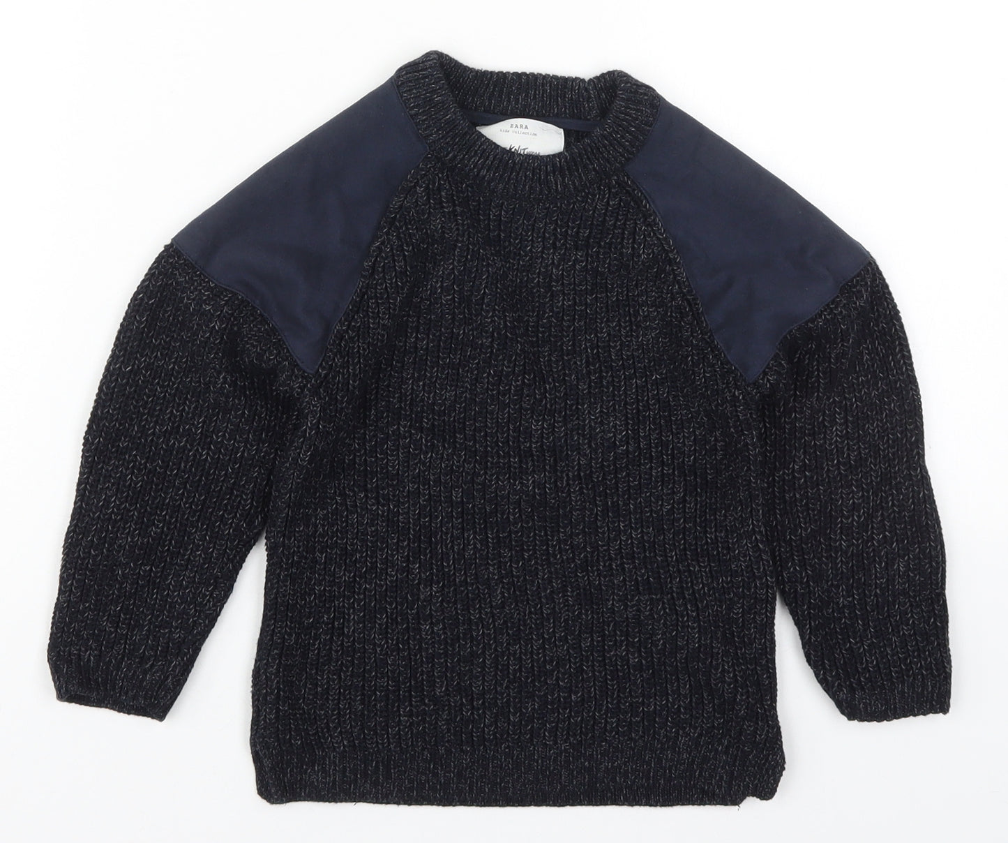 Zara Boys Blue Round Neck  Acrylic Pullover Jumper Size 5 Years  Pullover