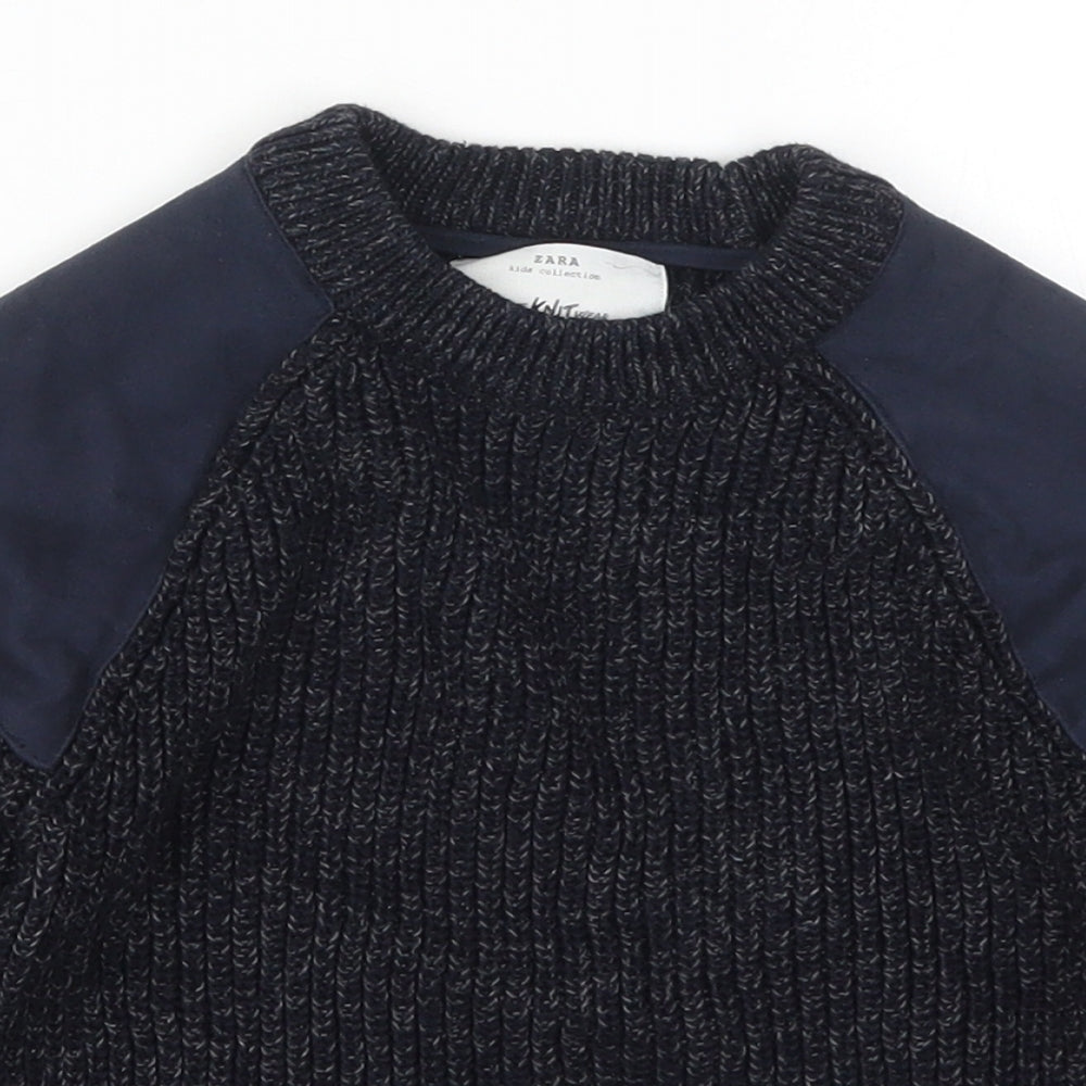 Zara Boys Blue Round Neck  Acrylic Pullover Jumper Size 5 Years  Pullover