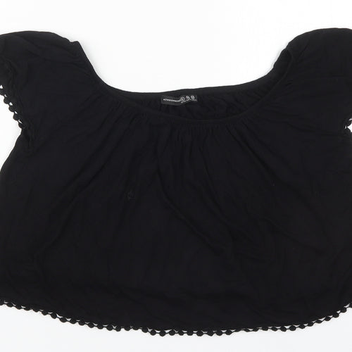 Atmosphere Womens Black  Viscose Basic T-Shirt Size 6 Round Neck