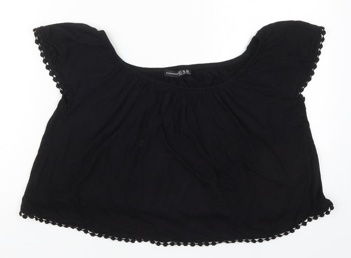 Atmosphere Womens Black Viscose Basic T-Shirt Size 6 Round Neck