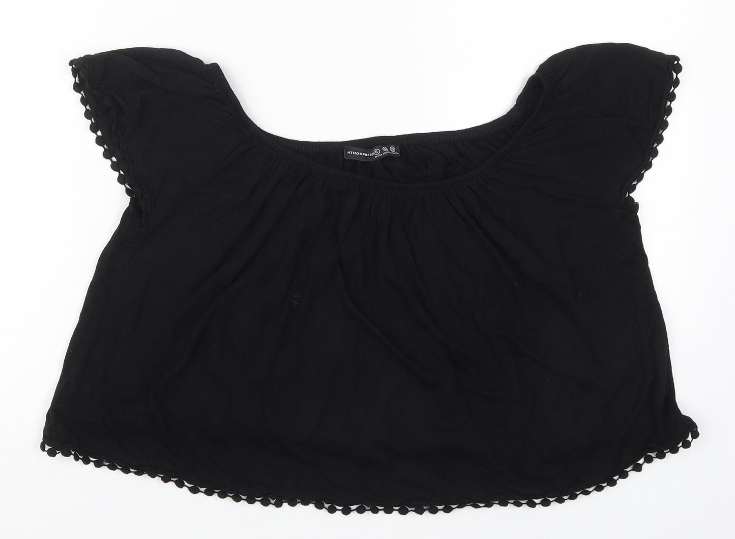 Atmosphere Womens Black  Viscose Basic T-Shirt Size 6 Round Neck
