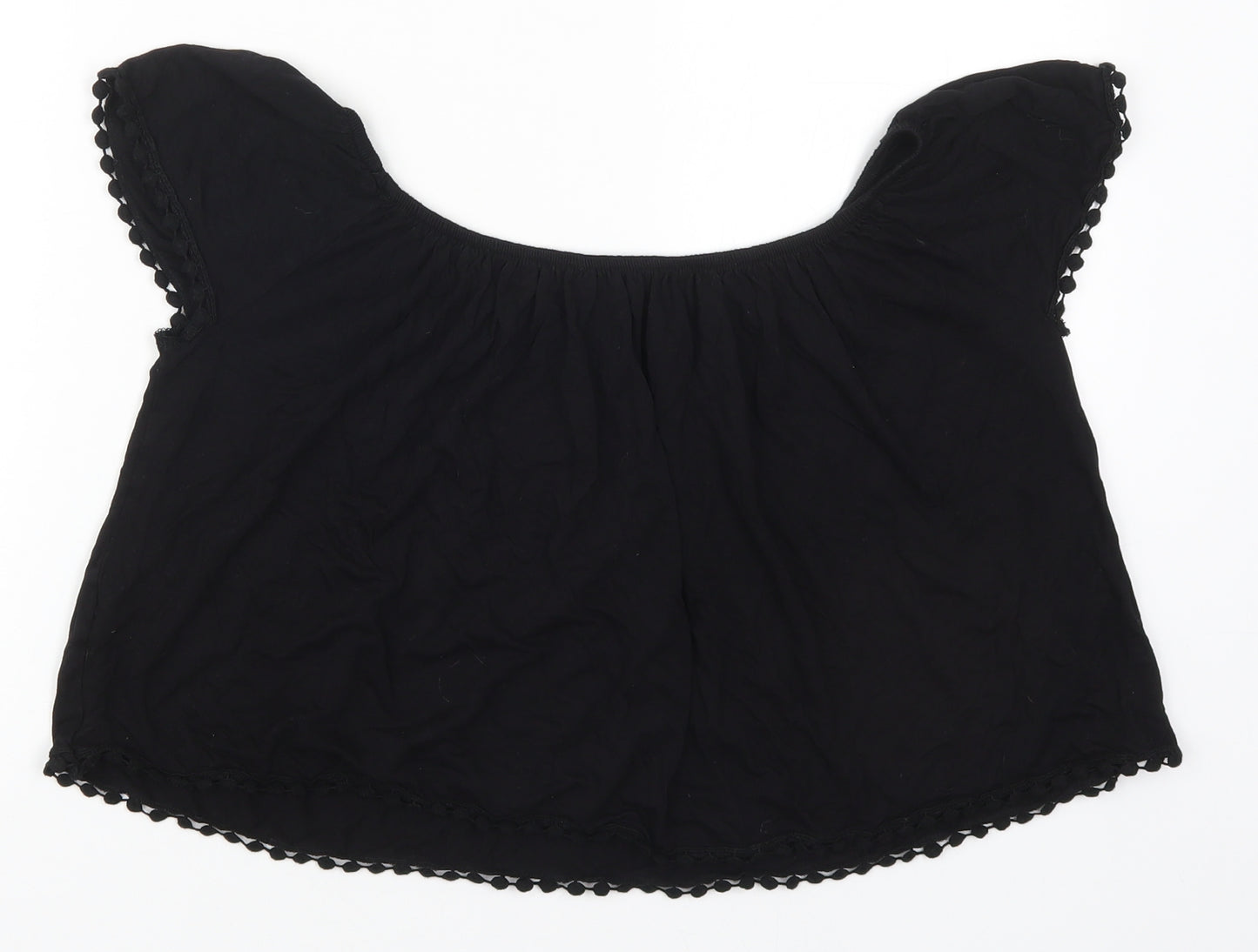 Atmosphere Womens Black  Viscose Basic T-Shirt Size 6 Round Neck