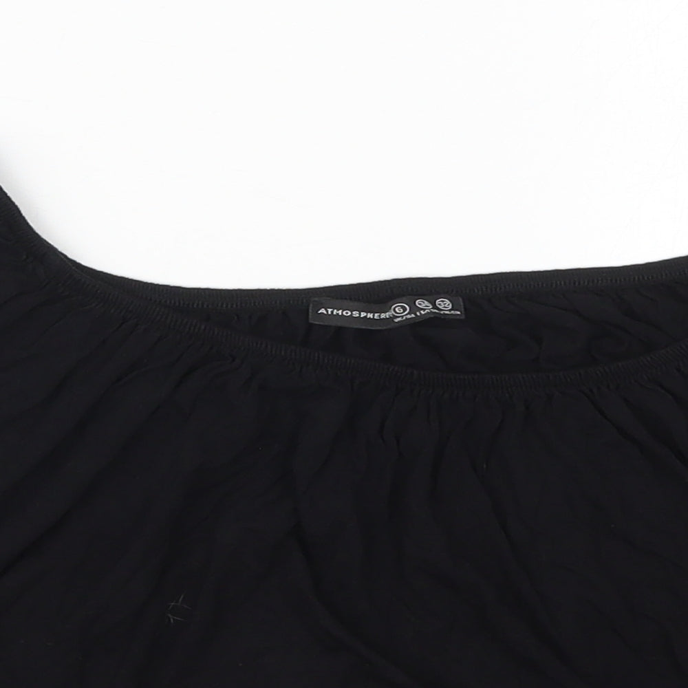 Atmosphere Womens Black  Viscose Basic T-Shirt Size 6 Round Neck
