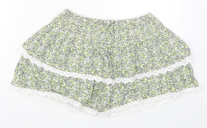 Marks and Spencer Girls Green Flecked Viscose Mini Skirt Size 9-10 Years  Regular