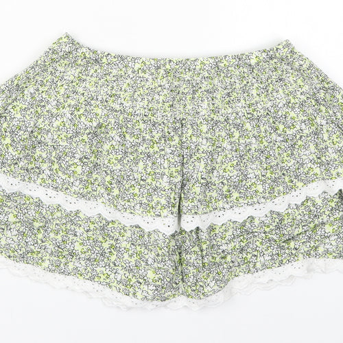 Marks and Spencer Girls Green Flecked Viscose Mini Skirt Size 9-10 Years  Regular