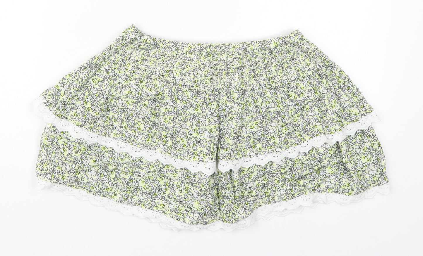 Marks and Spencer Girls Green Flecked Viscose Mini Skirt Size 9-10 Years  Regular