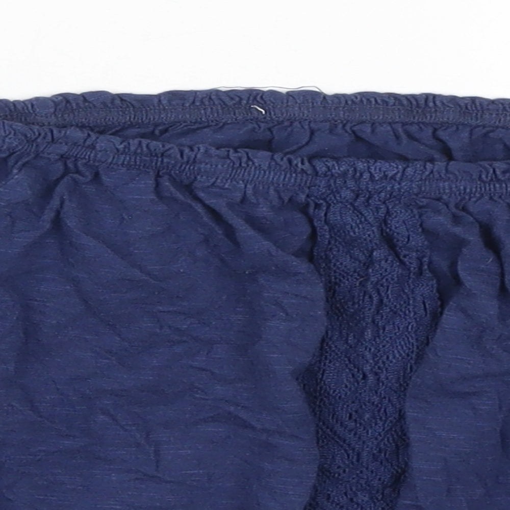 Miss Selfridge Womens Blue  Cotton Cropped T-Shirt Size 8 Round Neck