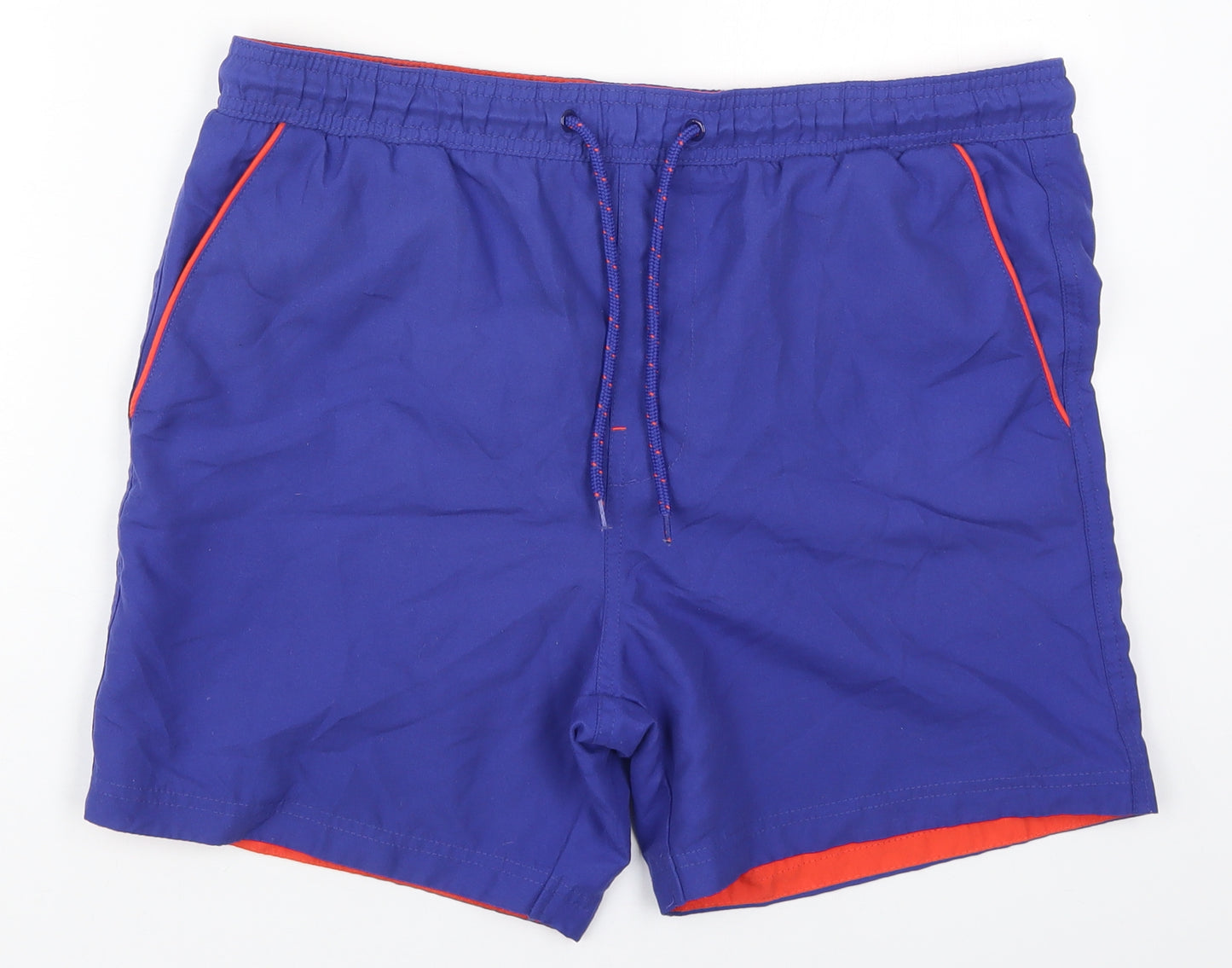 Easy Mens Blue  Polyester Bermuda Shorts Size M L6 in Regular Drawstring - Swim Shorts