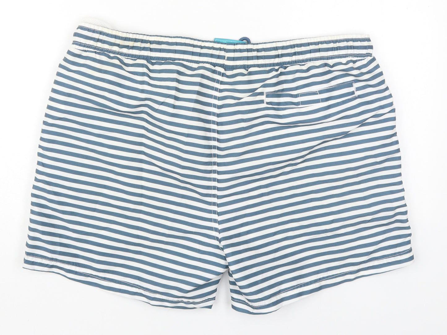 Cedar Wood State Mens Blue Striped Polyester Bermuda Shorts Size M  Regular Drawstring - Swim Shorts