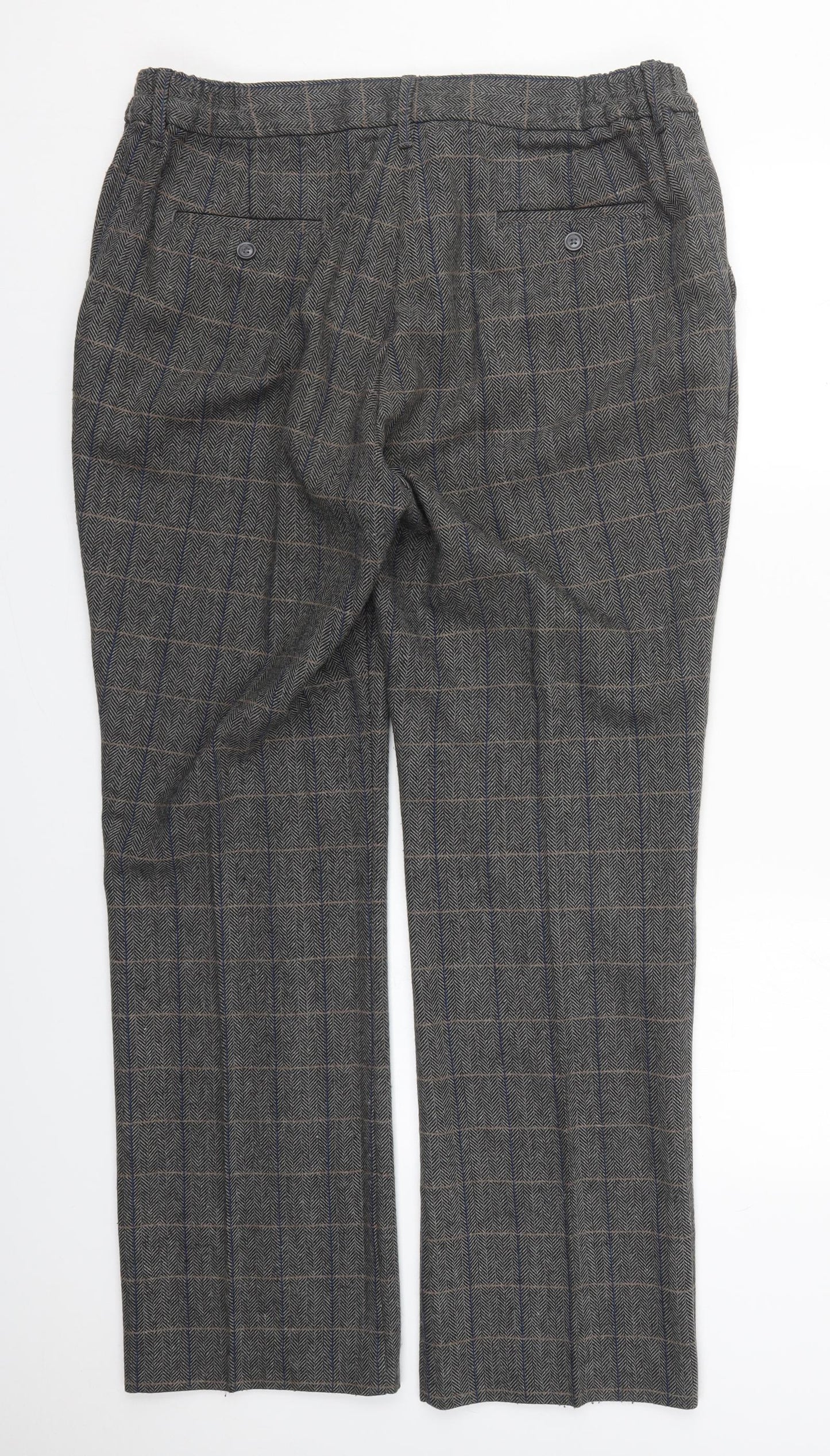 Cotton Traders Womens Grey Check Polyester Trousers  Size 16 L30 in Regular Button