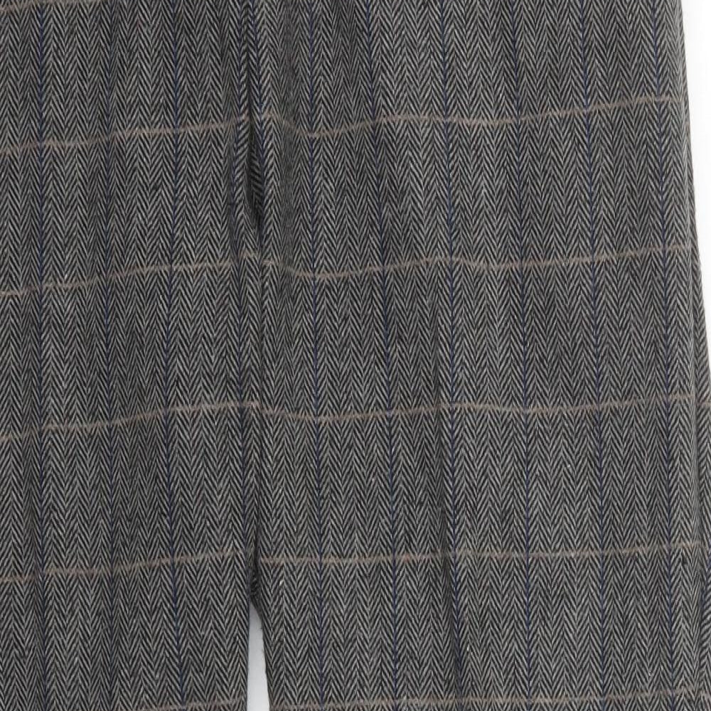 Cotton Traders Womens Grey Check Polyester Trousers  Size 16 L30 in Regular Button