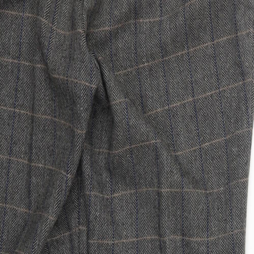 Cotton Traders Womens Grey Check Polyester Trousers  Size 16 L30 in Regular Button