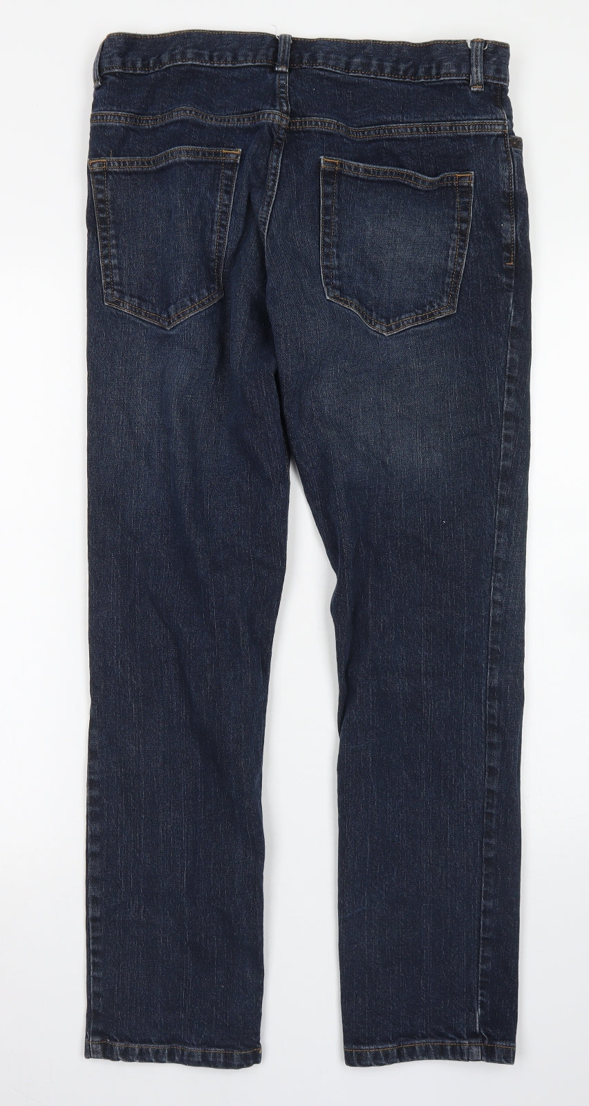 TU Mens Blue  Cotton Straight Jeans Size 32 in L30 in Regular Button