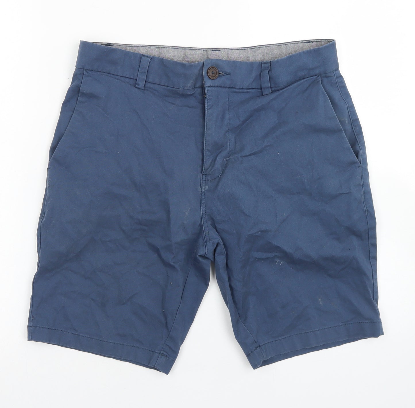 NEXT Mens Blue  Cotton Chino Shorts Size 30 in L8 in Regular Button