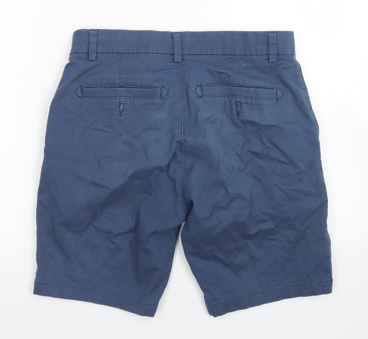 NEXT Mens Blue  Cotton Chino Shorts Size 30 in L8 in Regular Button