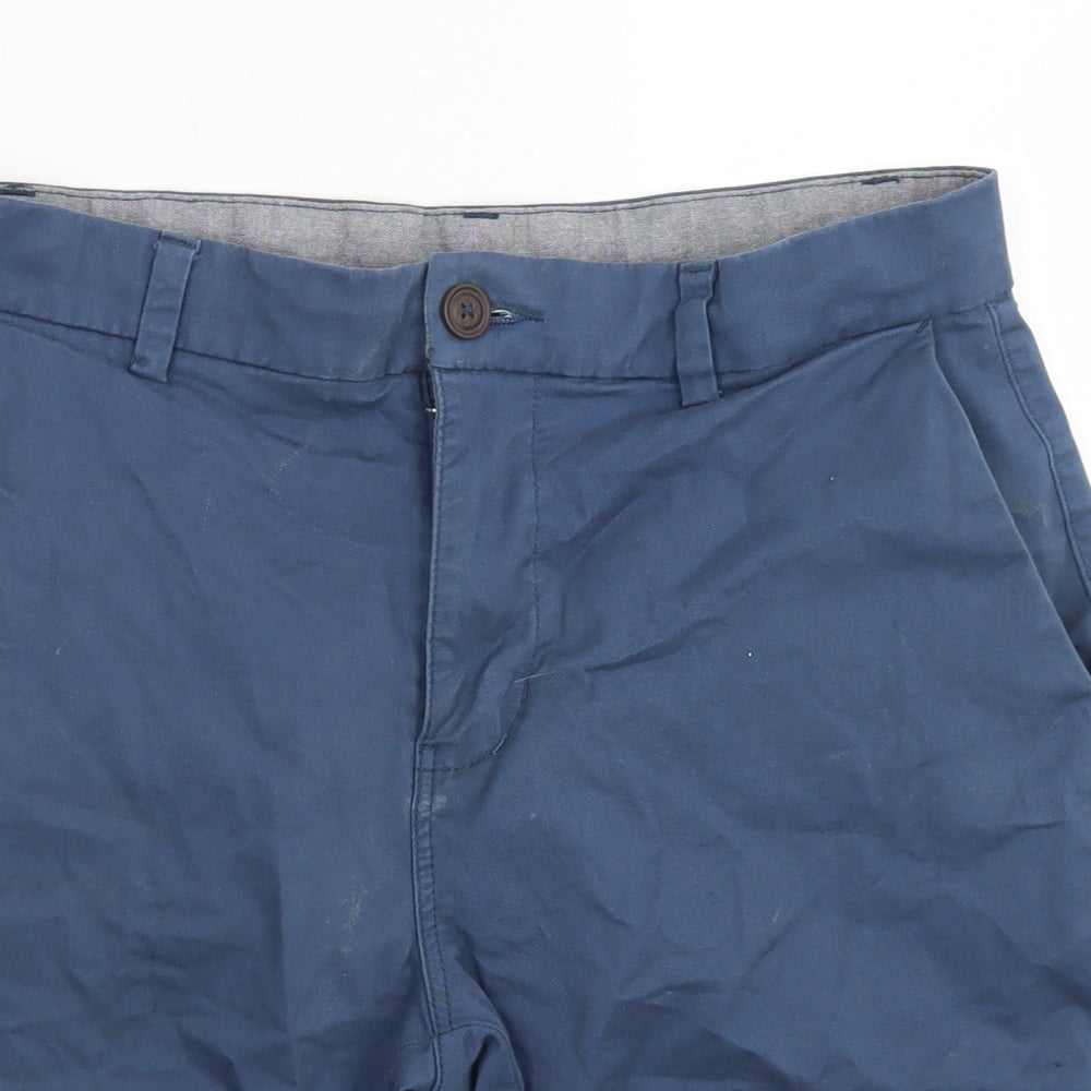 NEXT Mens Blue  Cotton Chino Shorts Size 30 in L8 in Regular Button