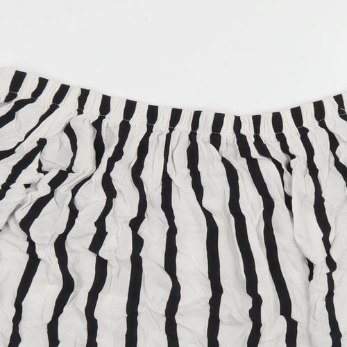 Select Womens White Striped Viscose Cropped Blouse Size 10 Off the Shoulder