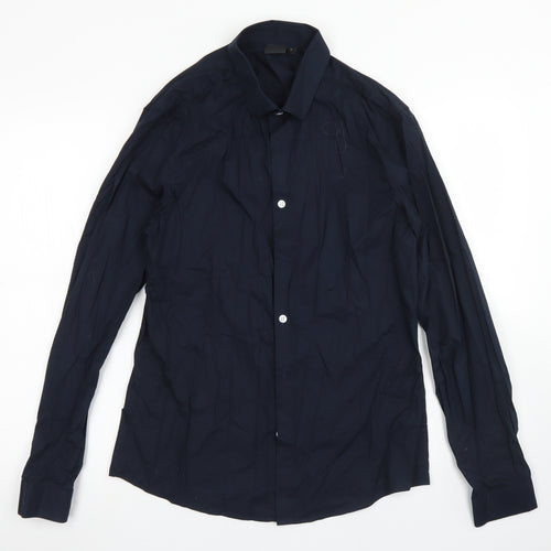ASOS Mens Blue  Cotton  Button-Up Size M Collared Button