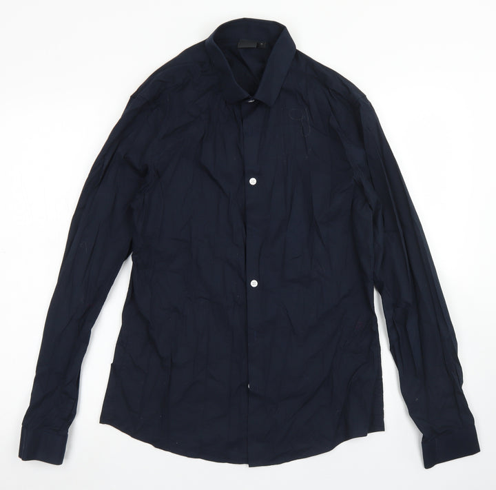 ASOS Mens Blue  Cotton  Button-Up Size M Collared Button