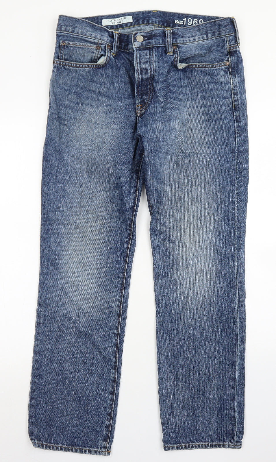 Gap Mens Blue  Cotton Straight Jeans Size 34 in L30 in Regular Button