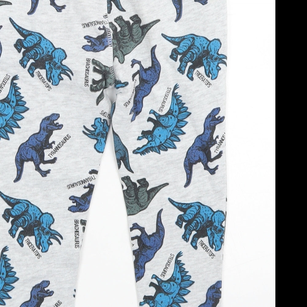 Pep & Co Boys Grey  Cotton Jogger Trousers Size 4-5 Years  Regular Drawstring - Dinosaurs