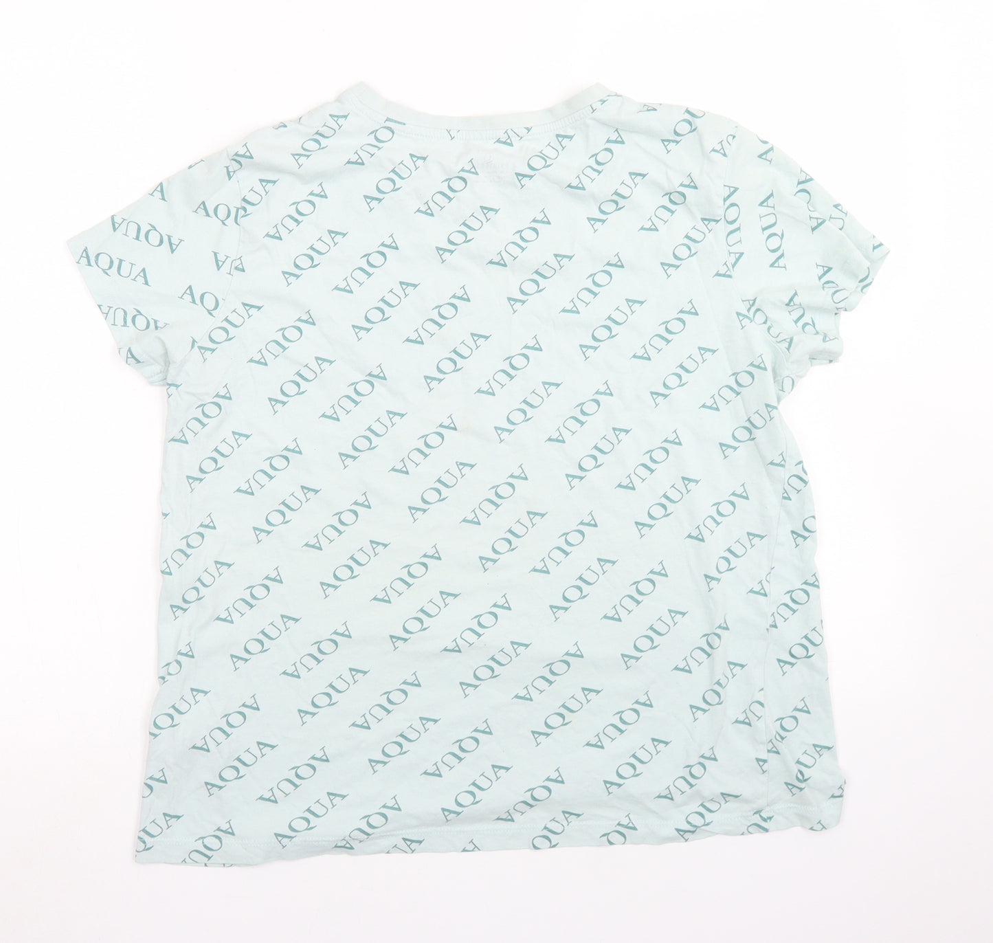 Primark Womens Blue  Cotton Basic T-Shirt Size L Crew Neck - Aqua
