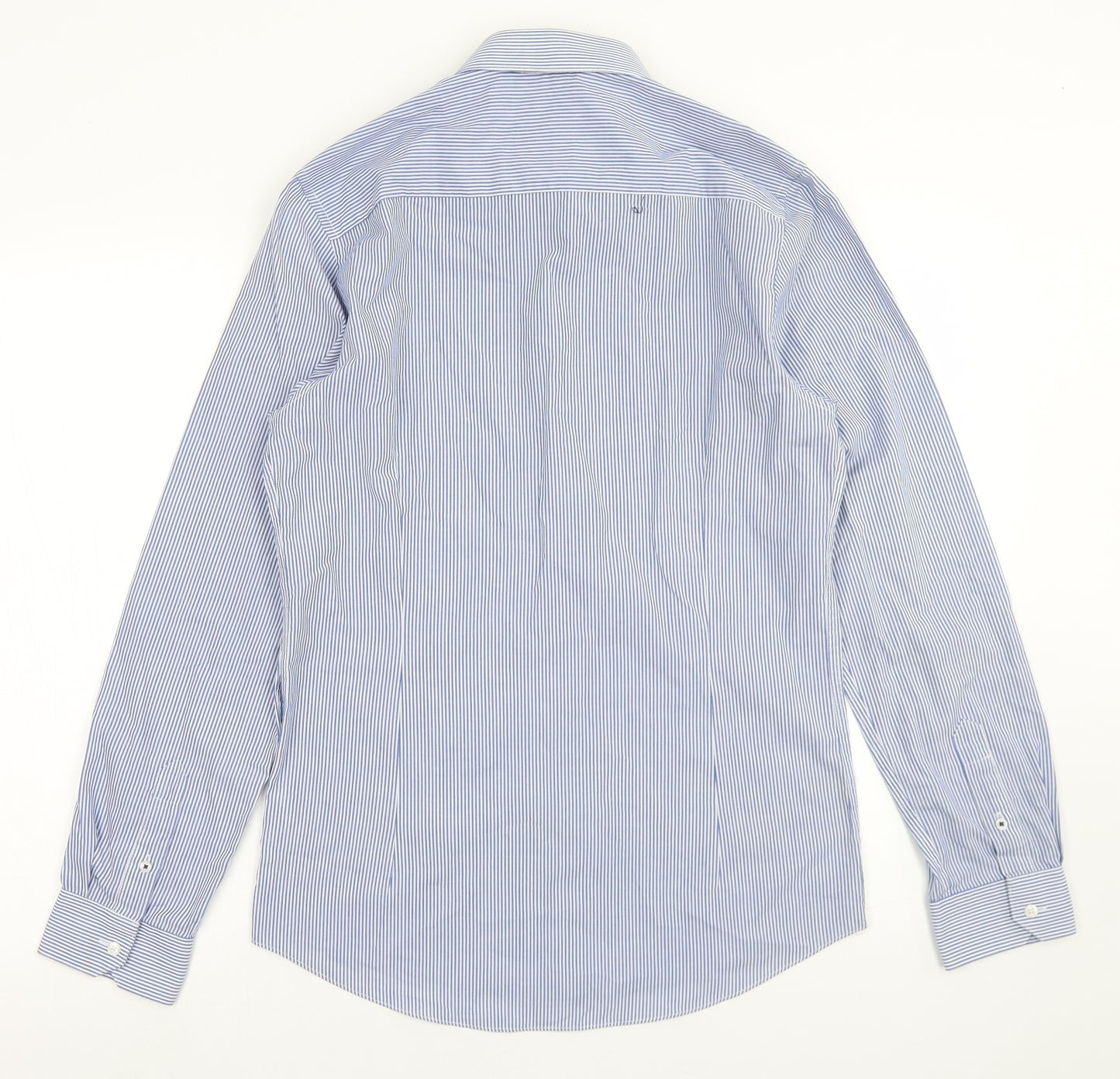 Burton Mens Blue Striped Polyester  Button-Up Size S Collared Button