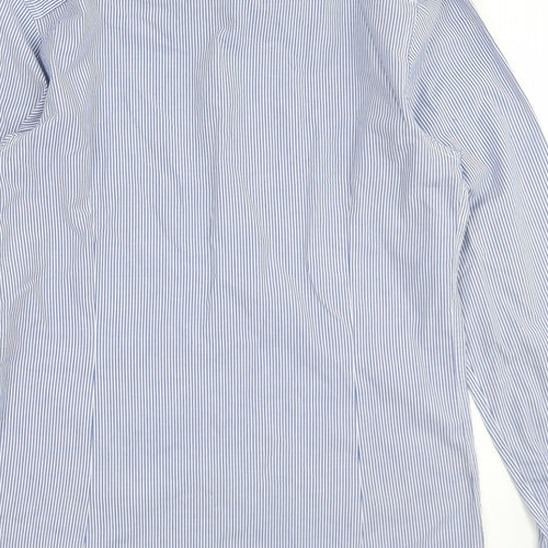 Burton Mens Blue Striped Polyester  Button-Up Size S Collared Button