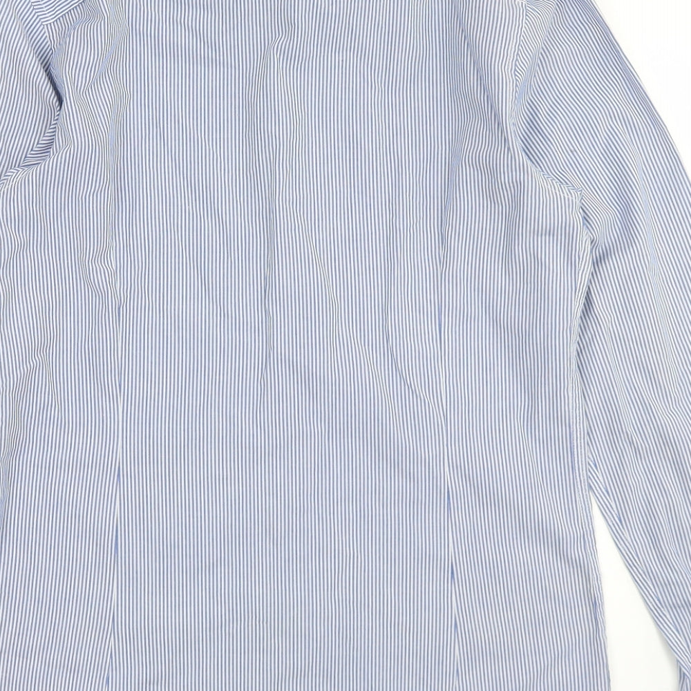 Burton Mens Blue Striped Polyester  Button-Up Size S Collared Button