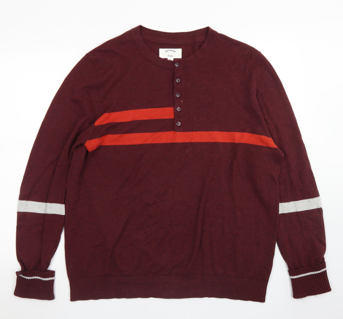 Fatface Mens Red Crew Neck  Cotton Pullover Jumper Size 2XL