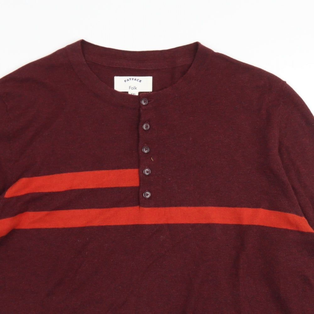 Fatface Mens Red Crew Neck  Cotton Pullover Jumper Size 2XL