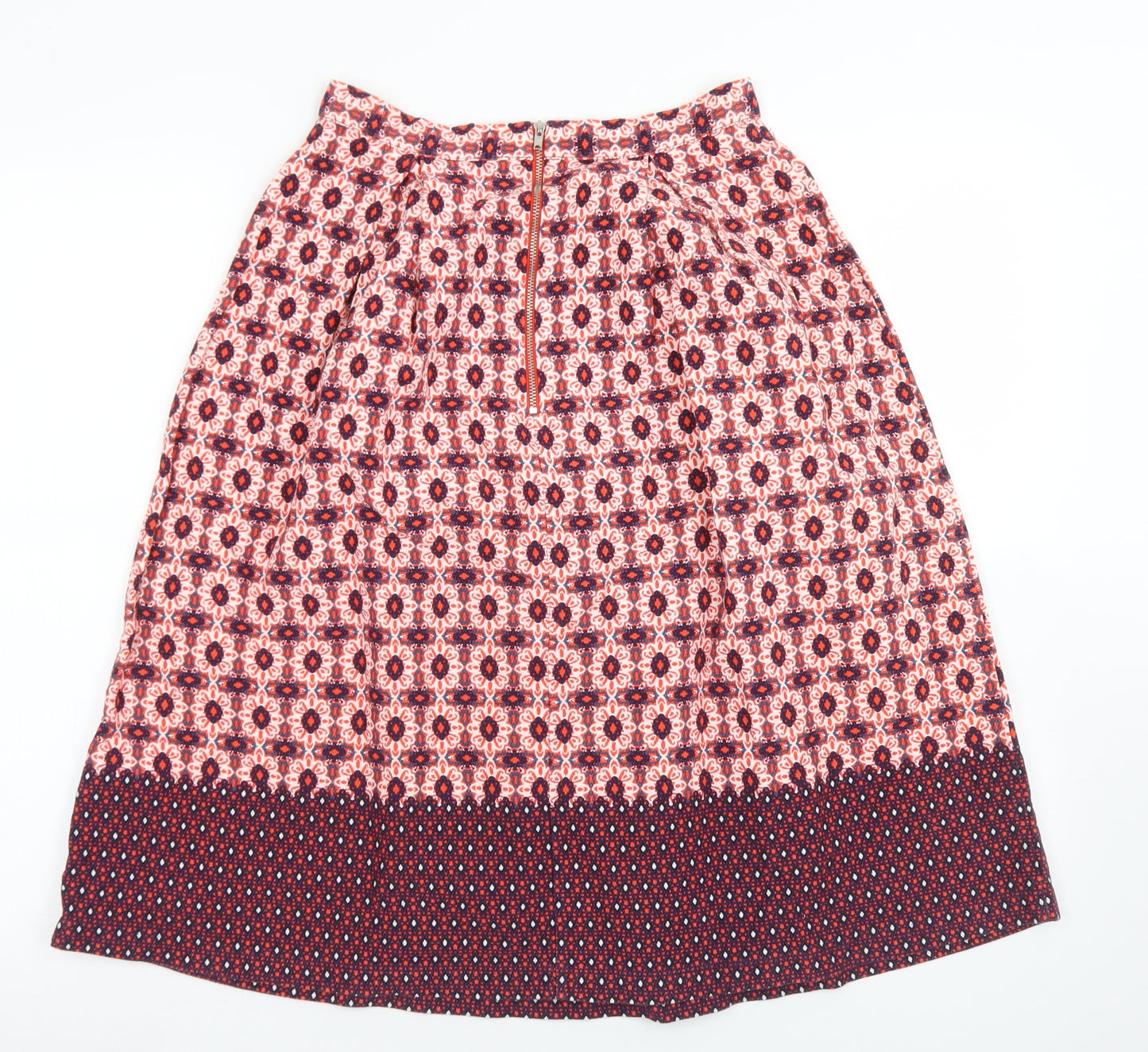 Topshop Womens Red Floral Cotton A-Line Skirt Size 8   Zip