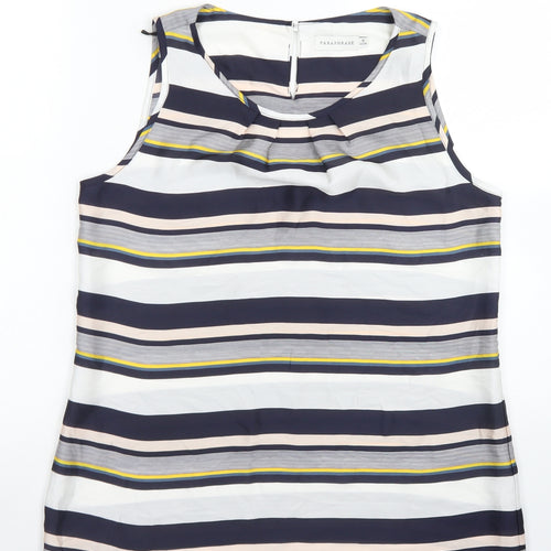 Paraphrase Womens Blue Striped Polyester Basic Blouse Size 12 Round Neck