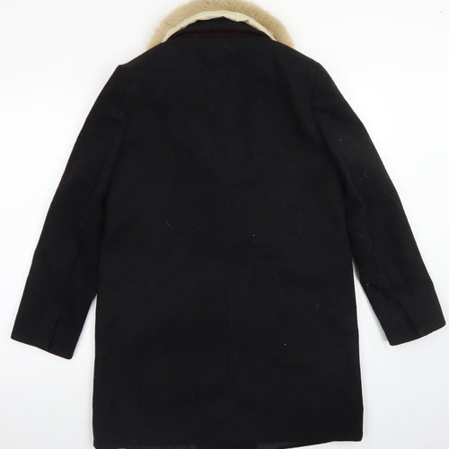Topshop Womens Black   Overcoat Coat Size 10  Snap