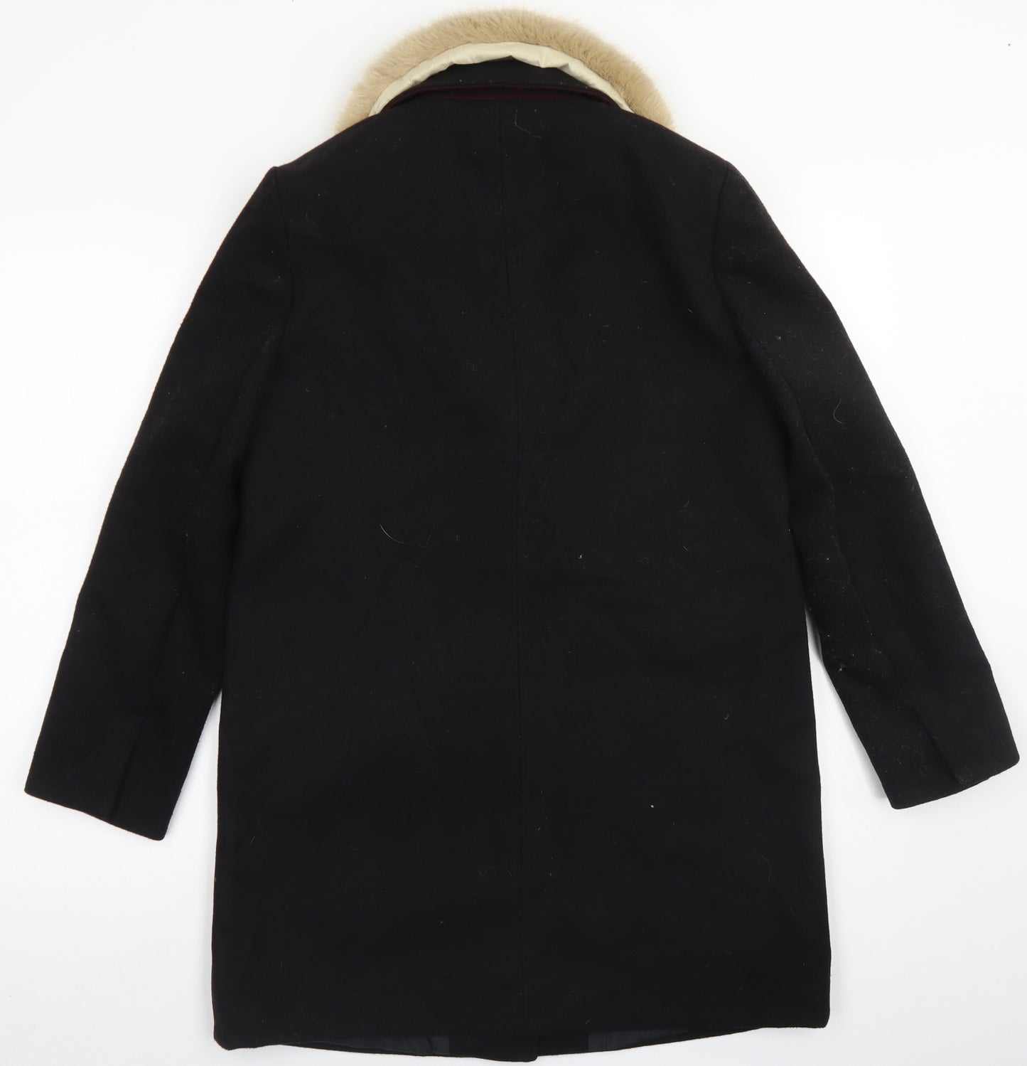 Topshop Womens Black   Overcoat Coat Size 10  Snap