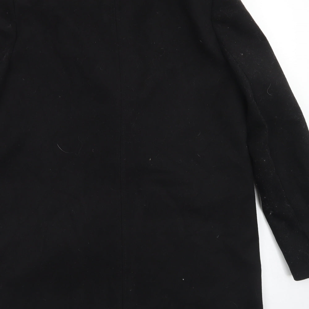 Topshop Womens Black   Overcoat Coat Size 10  Snap