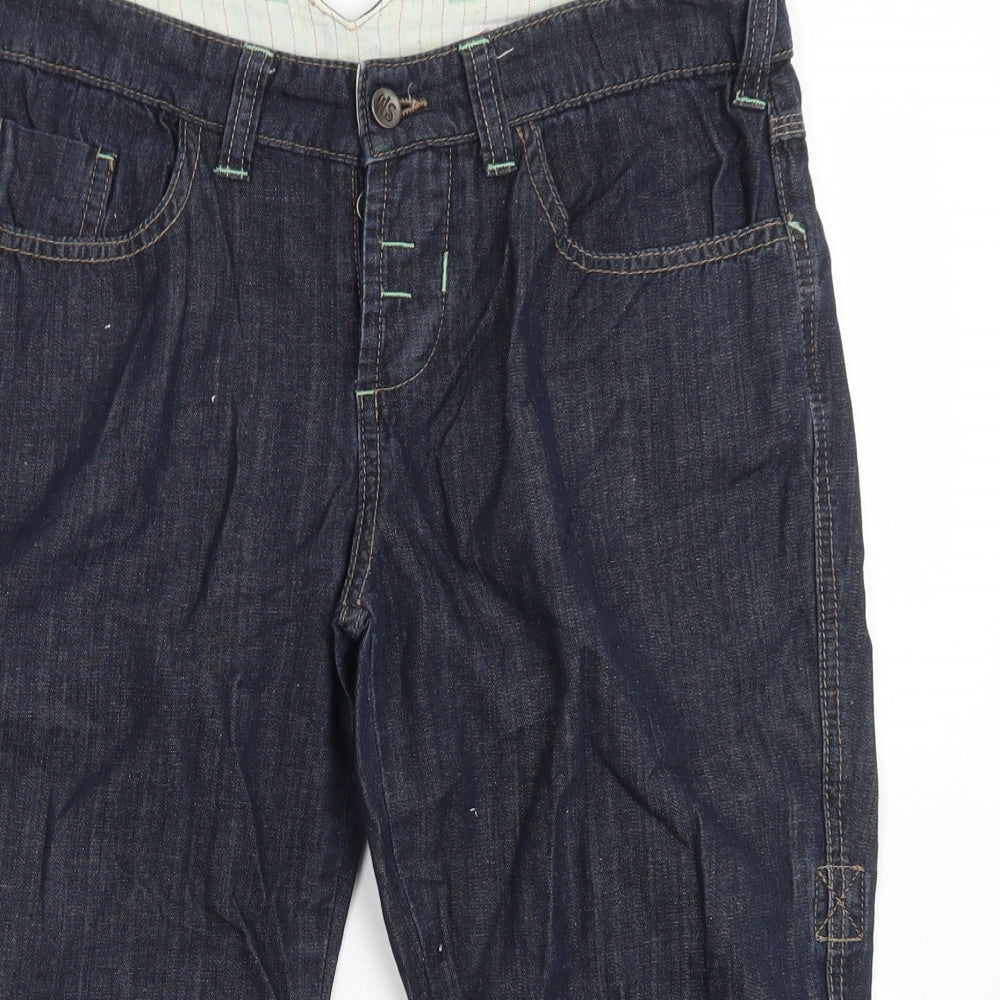 White Stuff Womens Blue  Cotton Boyfriend Shorts Size 10 L17 in Regular Button