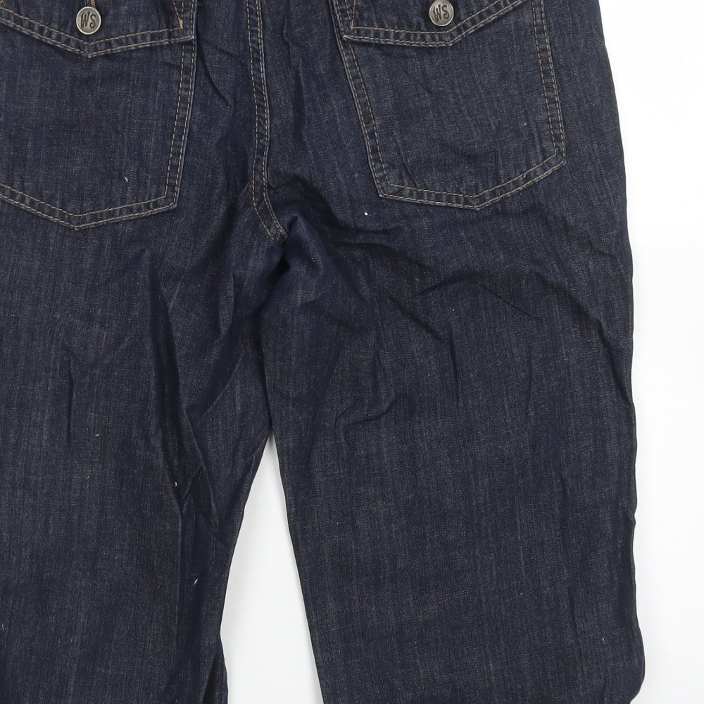 White Stuff Womens Blue  Cotton Boyfriend Shorts Size 10 L17 in Regular Button