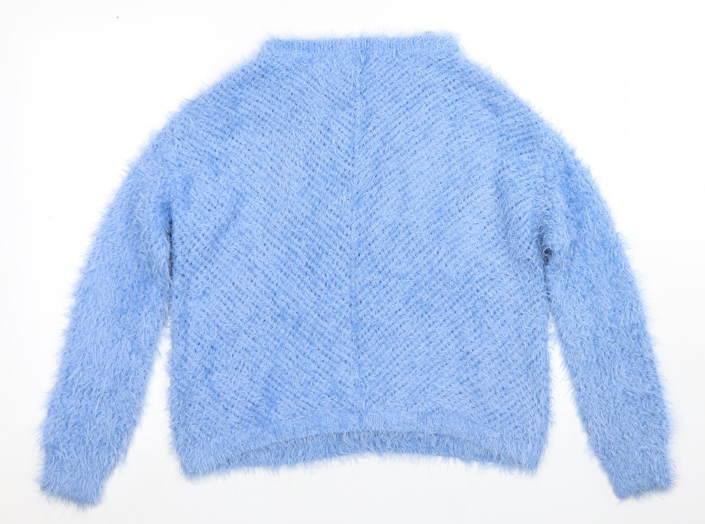 River Island Womens Blue Crew Neck  Acrylic Pullover Jumper Size 10