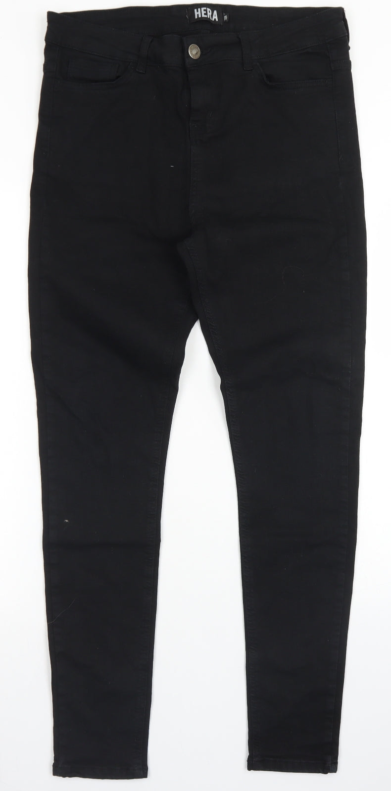 Hera Mens Black  Cotton Skinny Jeans Size 30 in L28 in Regular Button