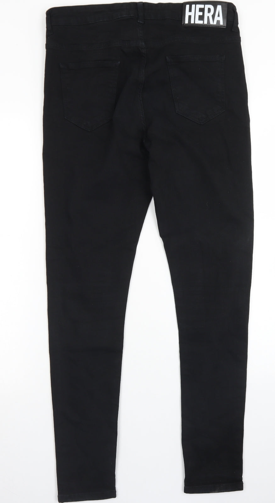 Hera Mens Black  Cotton Skinny Jeans Size 30 in L28 in Regular Button