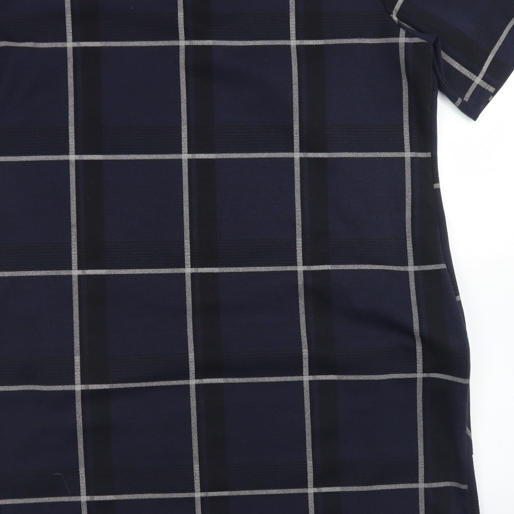 Dorothy Perkins Womens Blue Plaid Polyester A-Line  Size 18  Off the Shoulder